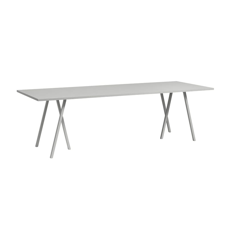 Christmas - Party table - Loop Rectangular table plastic material grey L 180 cm - Hay - Light grey - Lacquered steel, Stratified