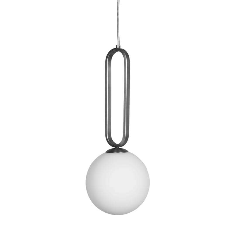 Luminaire - Suspensions - Suspension Cime Large verre blanc argent métal / Ø 20 x H 50 cm - ENOstudio - Argent - Acier, Verre soufflé