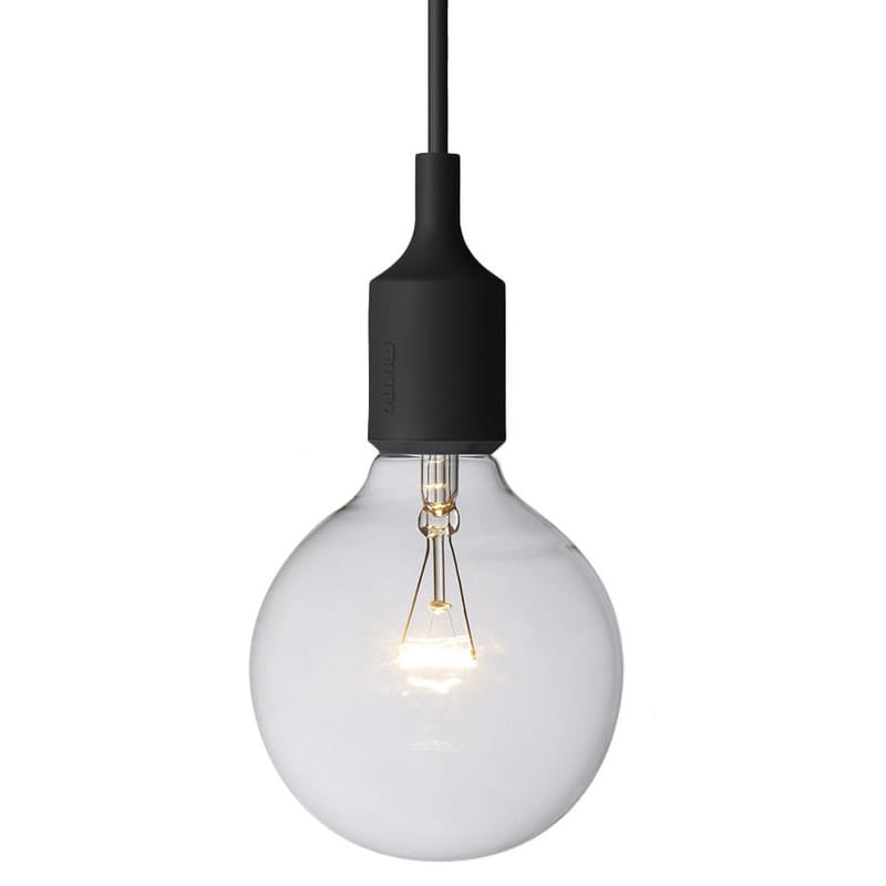 Luminaire - Suspensions - Suspension E27 plastique noir / Silicone - Ampoule incluse - Muuto - Noir - Silicone
