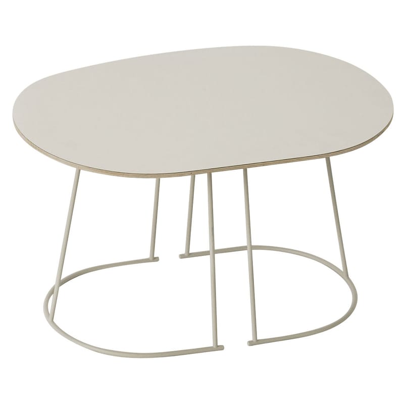 Mobilier - Tables de chevet - Table basse Airy métal bois blanc beige / Small - 68 x 44 cm - Muuto - Blanc cassé - Acier peint, Contreplaqué, Stratifié