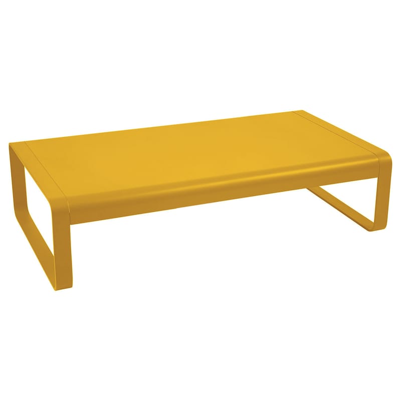 Mobilier - Tables basses - Table basse Bellevie métal jaune / Aluminium - 138 x 80 cm - Fermob - Miel texturé - Aluminium laqué
