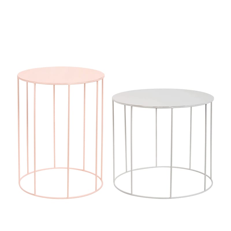 Mobilier - Tables basses - Table basse  métal rose gris / Set de 2 - & klevering - Gris / Rose - Métal peint