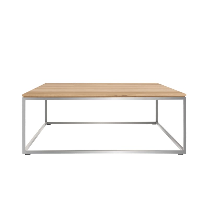 Mobilier - Tables basses - Table basse Thin bois naturel / Chêne massif - 80 x 80 cm - Ethnicraft - Chêne - Chêne massif, Métal verni