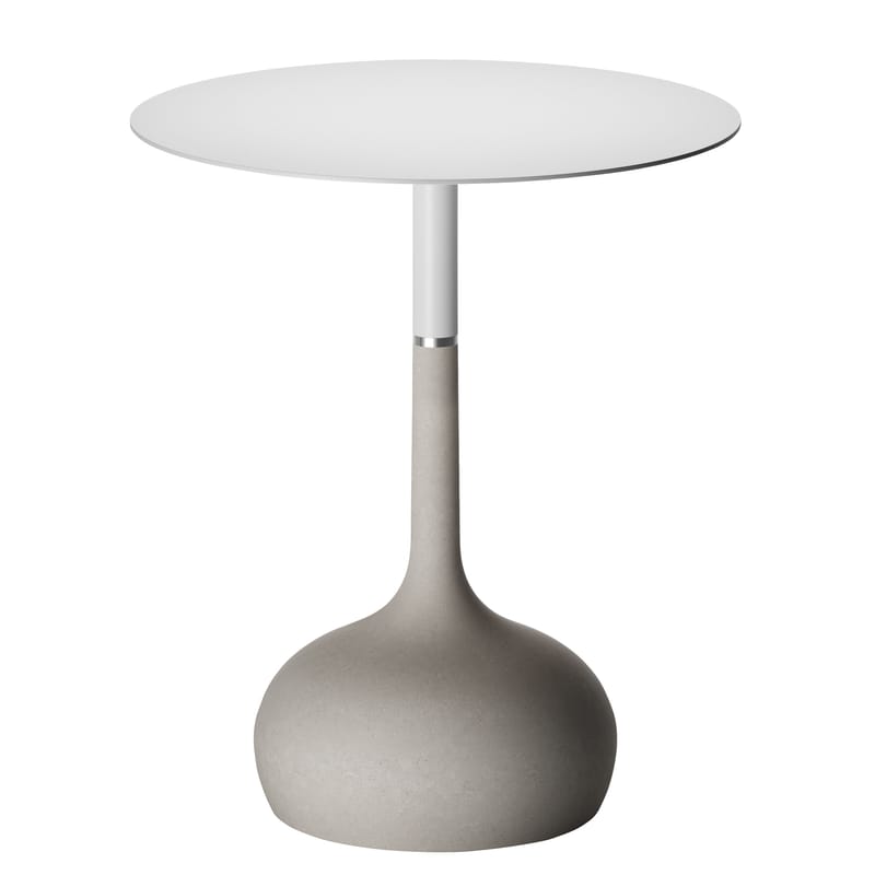 Mobilier - Tables - Table ronde Saen XS métal pierre blanc gris / Base béton - Ø 70 cm - Alias - Blanc granité / Pied Béton gris - Acier laqué, Béton