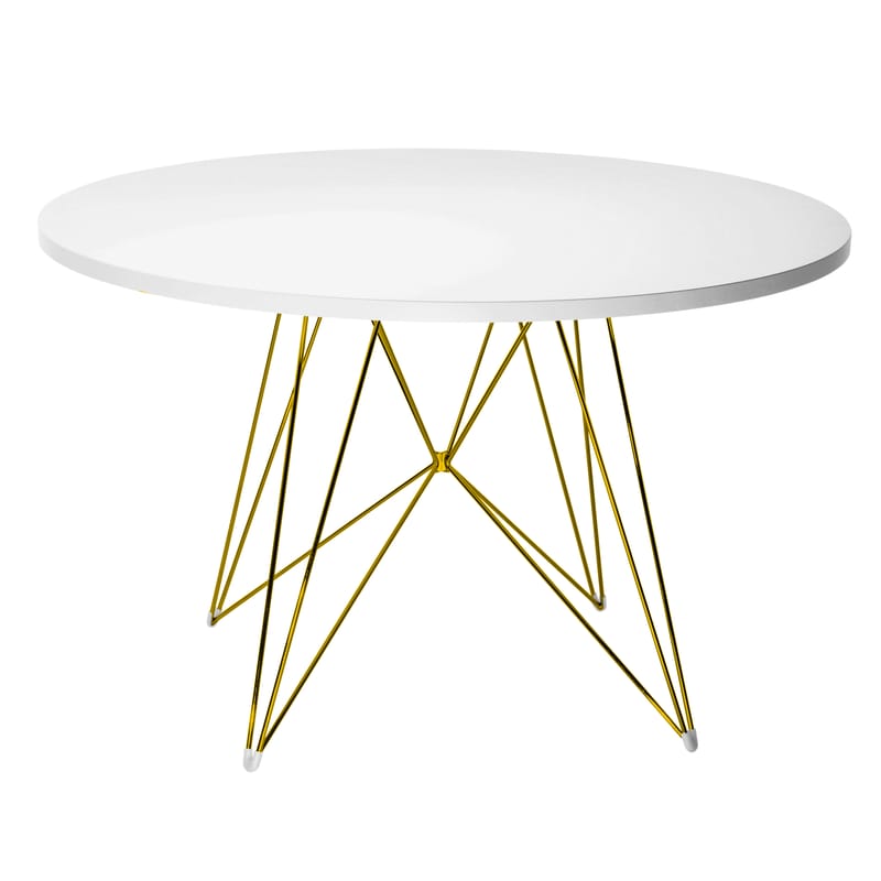 Mobilier - Tables - Table ronde XZ3 / Ø 120 cm - MDF verni - Magis - Blanc /  Pied or - Acier, MDF verni
