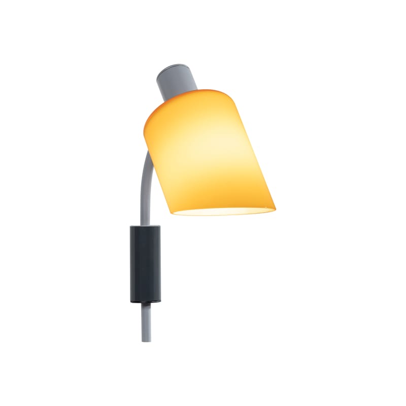 Luminaire - Appliques - Applique avec prise La Lampe de Bureau verre jaune / Charlotte Perriand, 1965 - Nemo - Jaune - Acier, Verre