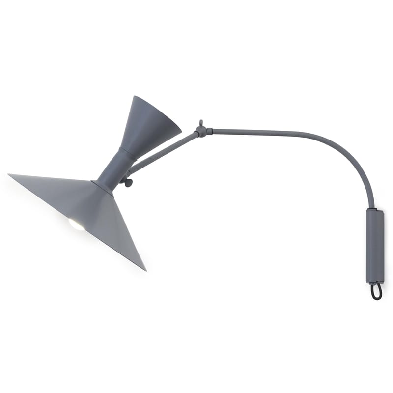 Luminaire - Appliques - Applique avec prise MINI Lampe de Marseille métal gris by Le Corbusier / L 90 cm - Réédition 1954 - Nemo - Gris mat - Acier, Aluminium