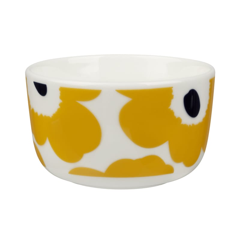 Table et cuisine - Saladiers, coupes et bols - Bol Unikko céramique jaune / Ø 9,5 x H 6 cm - 25 cl - Marimekko - Unikko / Jaune - Grès