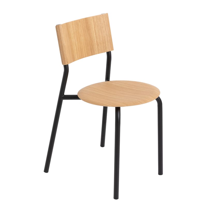 Mobilier - Chaises, fauteuils de salle à manger - Chaise empilable SSD noir bois naturel / Chêne - TIPTOE - Noir Graphite / Chêne - Acier thermolaqué, Chêne