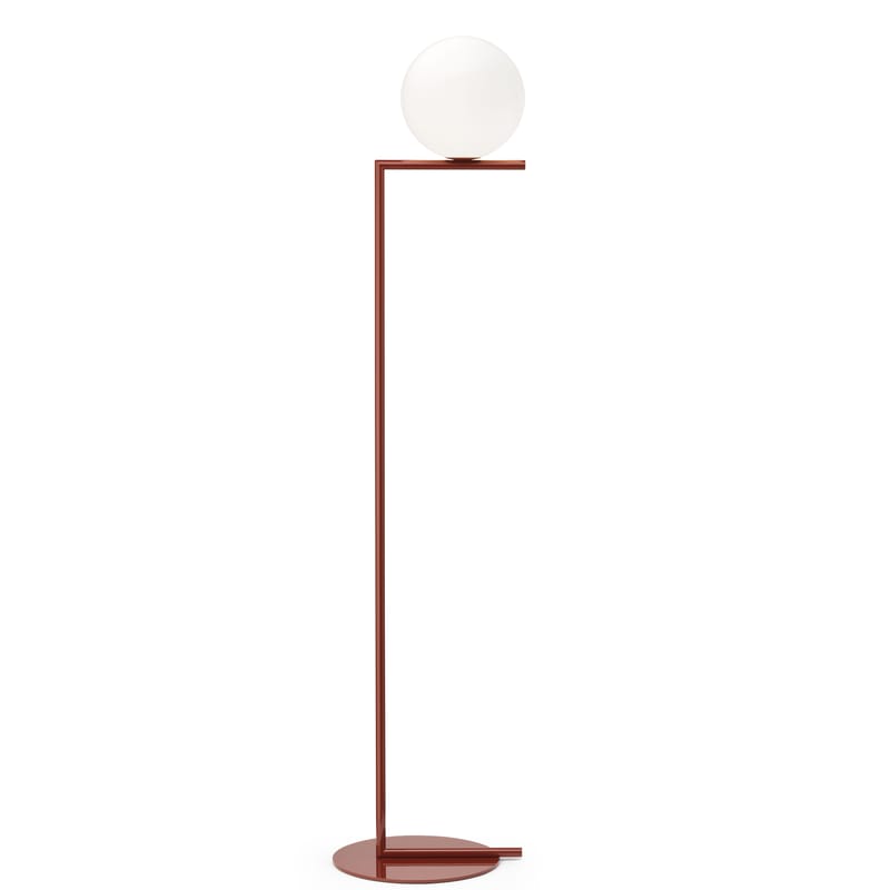 Luminaire - Lampadaires - Lampadaire IC F1 métal verre blanc rouge / H 135 cm - Michael Anastassiades, 2014 - Flos - Rouge-Bordeaux - Acier verni, Verre soufflé