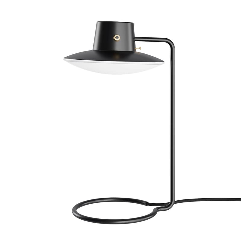 Luminaire - Lampes de table - Lampe de table AJ Oxford métal noir / Arne Jacobsen, 1963 - H 41,3 cm - Louis Poulsen - Abat-jour : noir & opalin - Acier, Verre soufflé