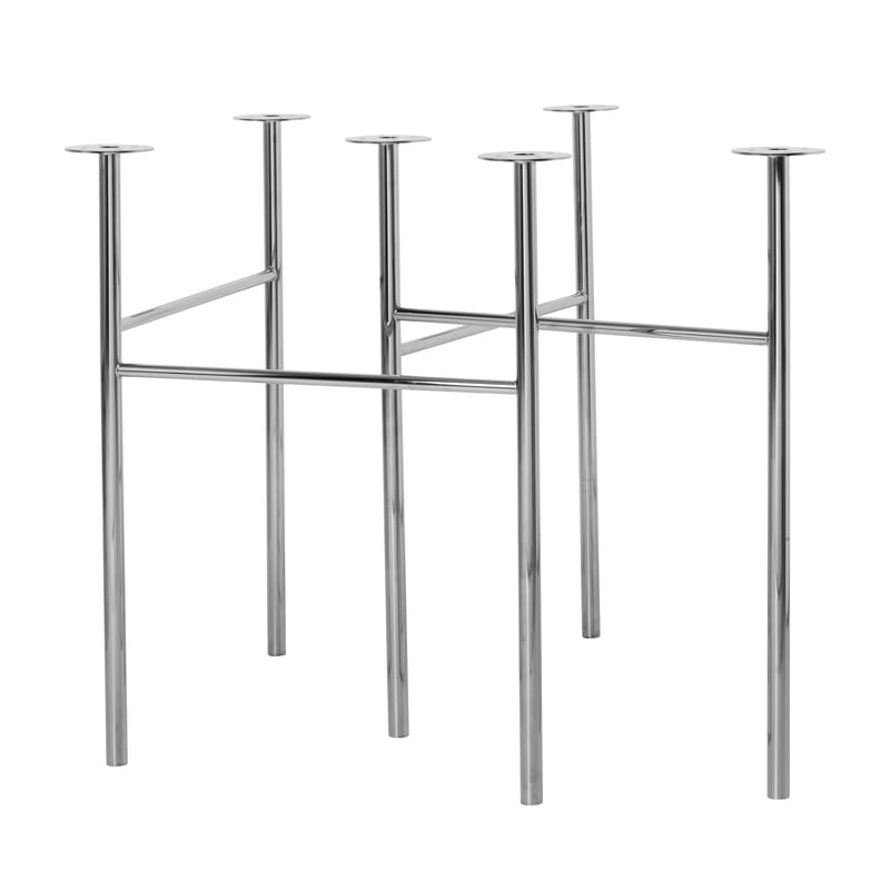 Mobilier - Tables - Paire de tréteaux Mingle Large gris argent métal / L 79 cm - Ferm Living - Tréteaux / Chromé - Métal chromé