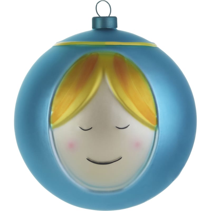 Interni - Decorazioni natalizie - Palle di Natale Madonna vetro multicolore /Maria - Alessi - Maria- Blu & Giallo - Vetro soffiato a bocca