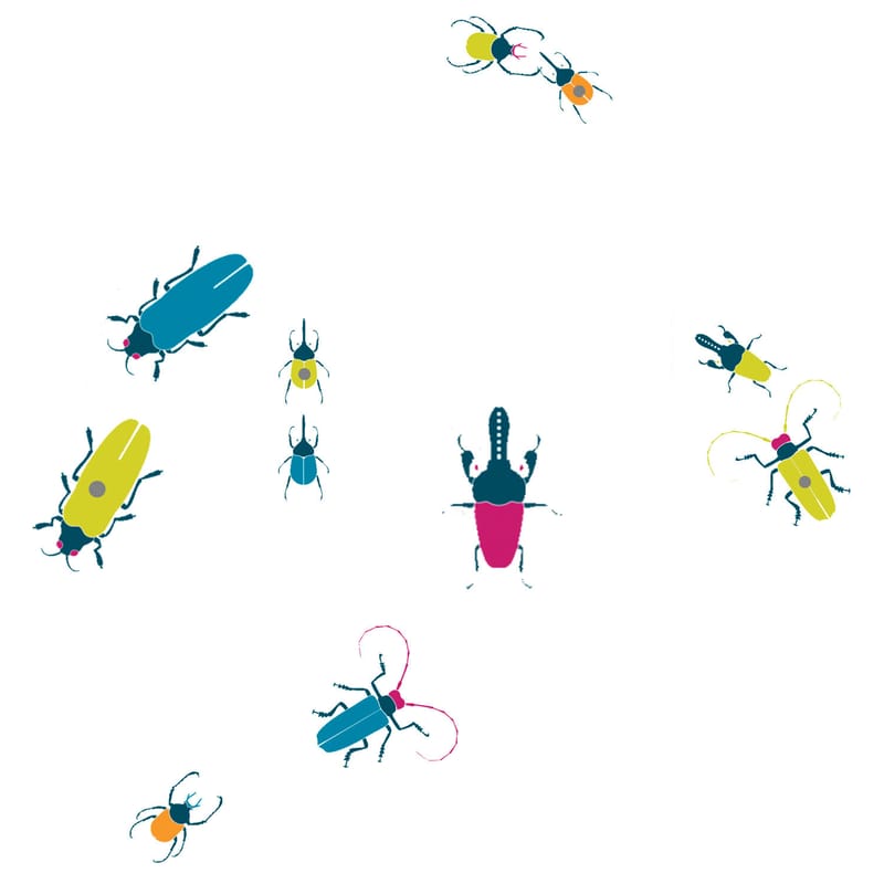 Décoration - Pour les enfants - Sticker Insects plastique papier bleu rose jaune orange / Set 5 stickers + 5 aimants - Domestic - Bleu - Vinyle