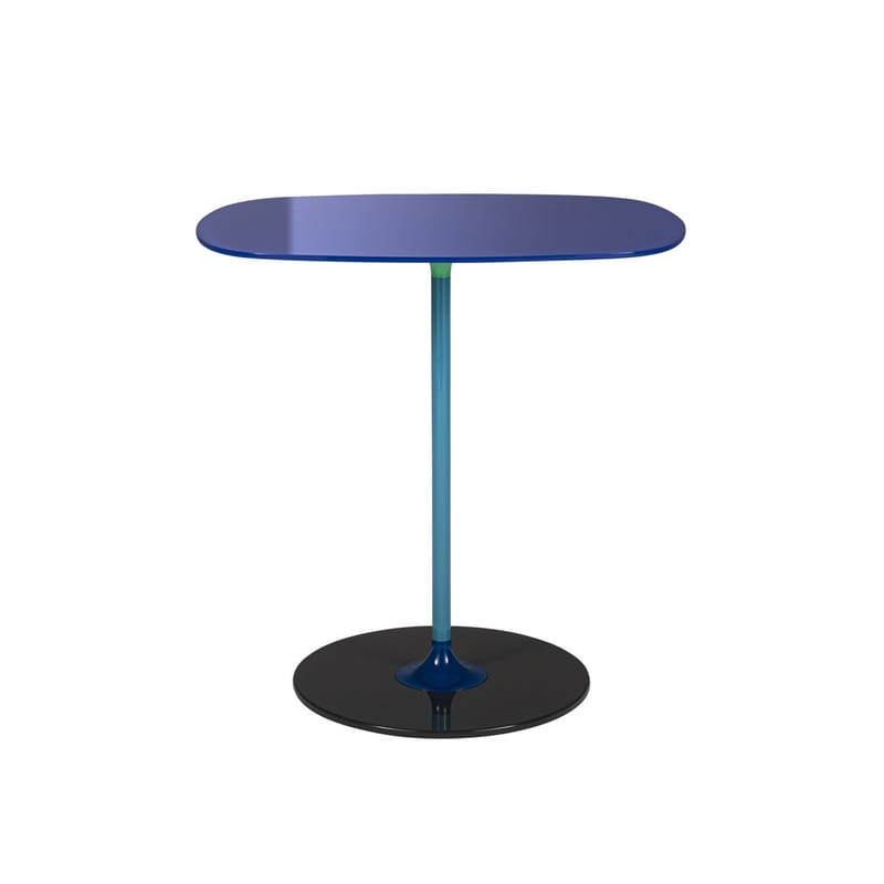 Mobilier - Tables basses - Table d\'appoint Thierry verre bleu / 33 x 50 x H 50 cm - Verre - Kartell - Bleu - Acier peint, Verre trempé
