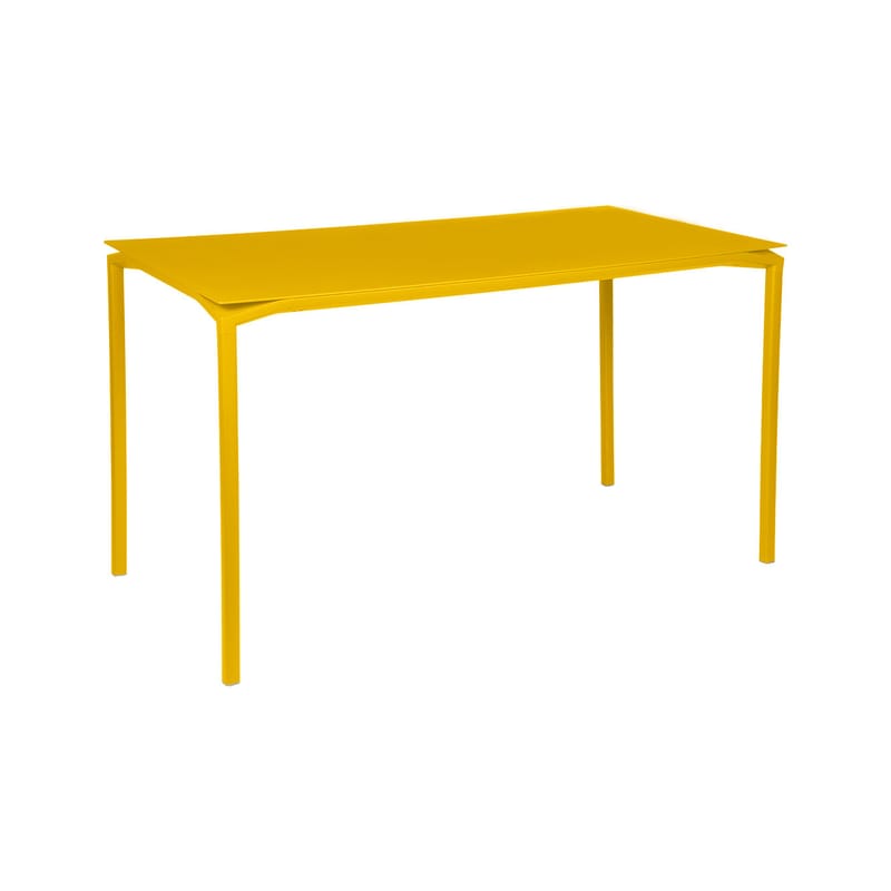Mobilier - Mange-debout et bars - Table haute Calvi métal jaune / 160 x 80 cm x H 92 cm - 6 personnes - Fermob - Miel texturé - Aluminium peint