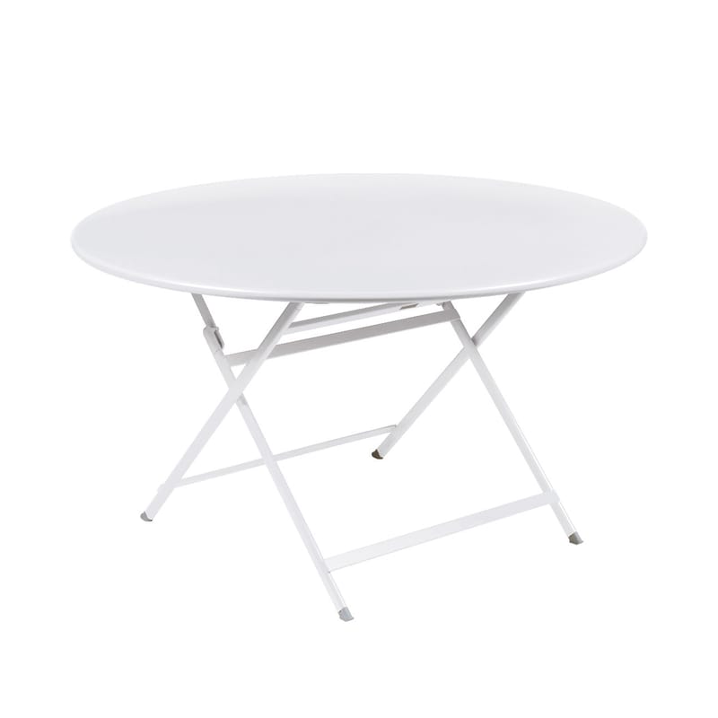 Jardin - Tables de jardin - Table pliante Caractère métal blanc / Ø 128 cm / 7 personnes - Fermob - Blanc coton - Acier peint