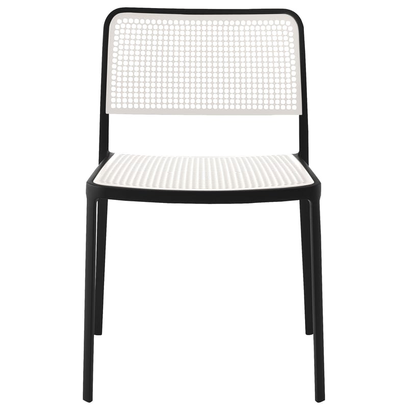Mobilier - Chaises, fauteuils de salle à manger - Chaise empilable Audrey plastique blanc - Kartell - Structure noire / Assise et dossier blancs - Aluminium laqué, Polypropylène