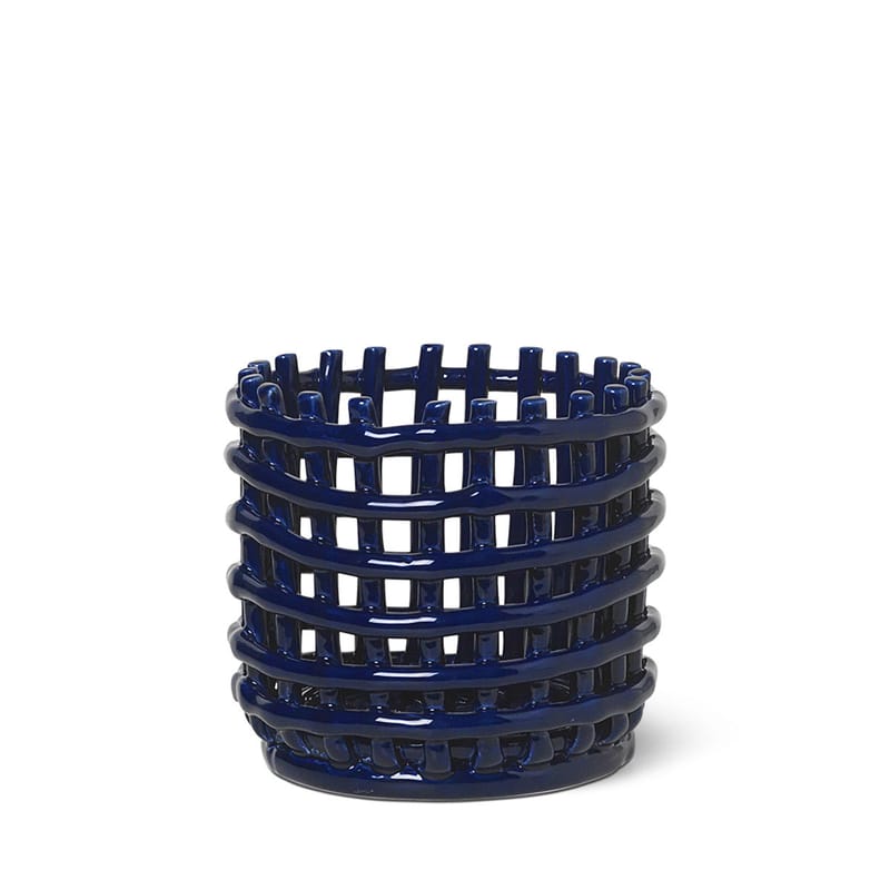 Décoration - Centres de table et vide-poches - Corbeille Ceramic Small céramique bleu / Ø 16 x H 14,5 cm - Fait main - Ferm Living - Bleu - Céramique