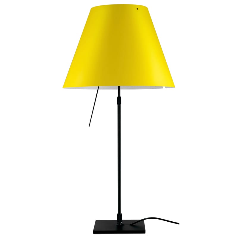 Luminaire - Lampes de table - Lampe de table Costanza plastique jaune / H 76 à 110 cm - Luceplan - Jaune / Pied noir - Aluminium peint, Polycarbonate