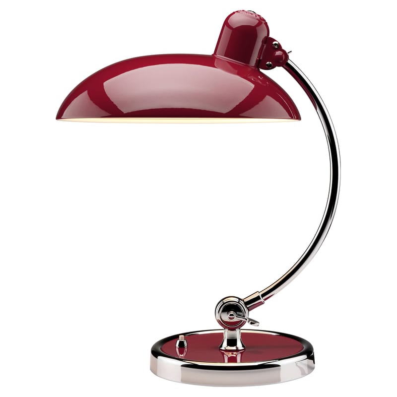 Luminaire - Lampes de table - Lampe de table Kaiser idell métal rouge / Réédition 1930 - Fritz Hansen - Rouge / Chromé - Acier, Laiton