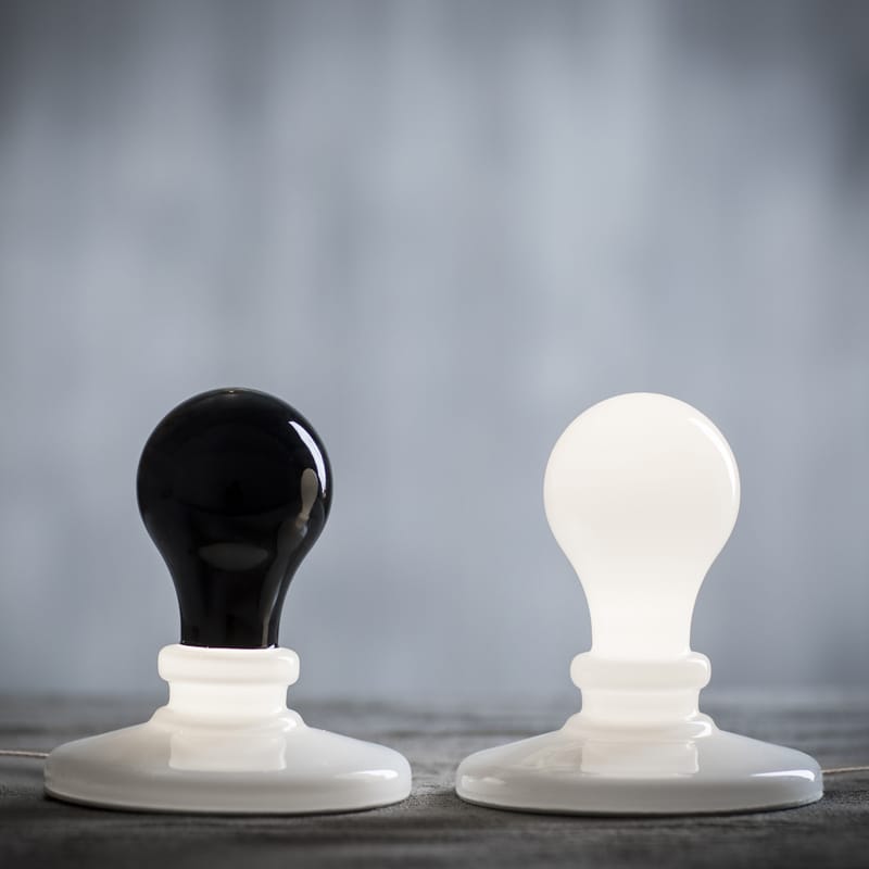 Luminaire - Lampes de table - Lampe de table Light Bulb LED - White & black verre blanc noir / Set de 2 - Foscarini - Noir & blanc - Aluminium laqué, Verre soufflé