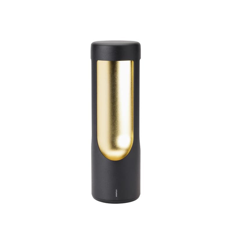 Lampe sans fil rechargeable Elton LED métal noir / H 26 cm - Stelton - Noir & laiton - Acier inoxydable