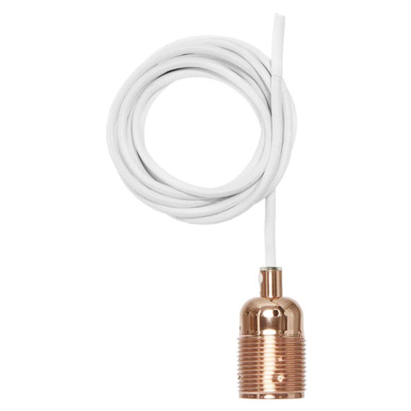Lighting - Pendant Lighting - Frama Kit Pendant textile orange copper Set cable + lamp socket E27 - Frama  - Copper / White cable - Copper, Fabric