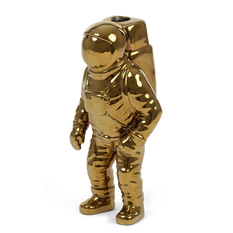 Dekoration - Vasen - Soliflore Cosmic Diner Starman keramik gold metall / H 28 cm - Seletti - Gold - Porzellan, bemalt