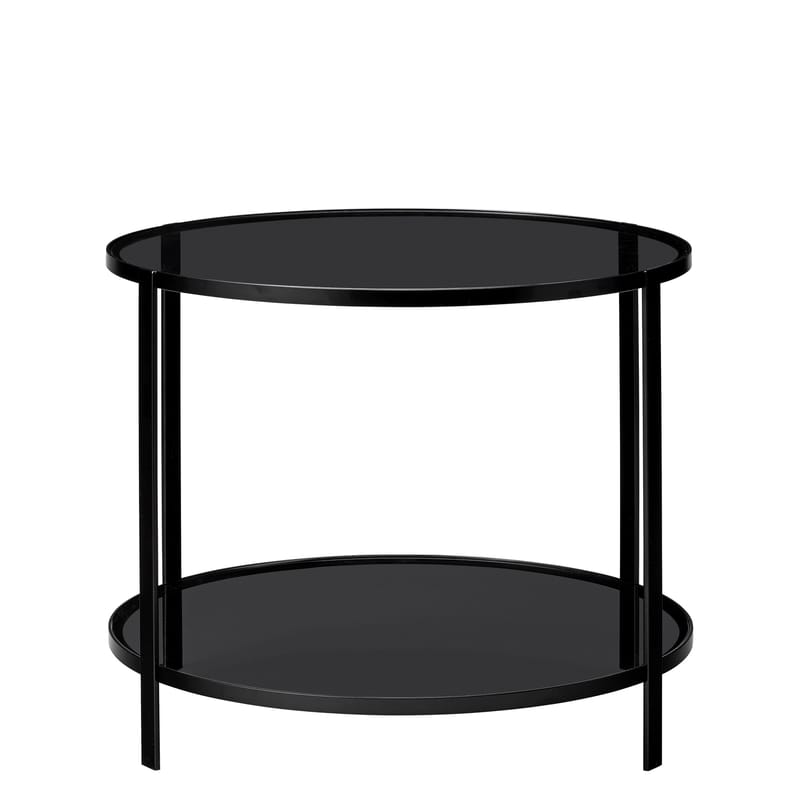 Mobilier - Tables basses - Table basse Fumi métal noir / Ø 55 x H 45 cm - AYTM - Noir - Fer laqué, Verre trempé