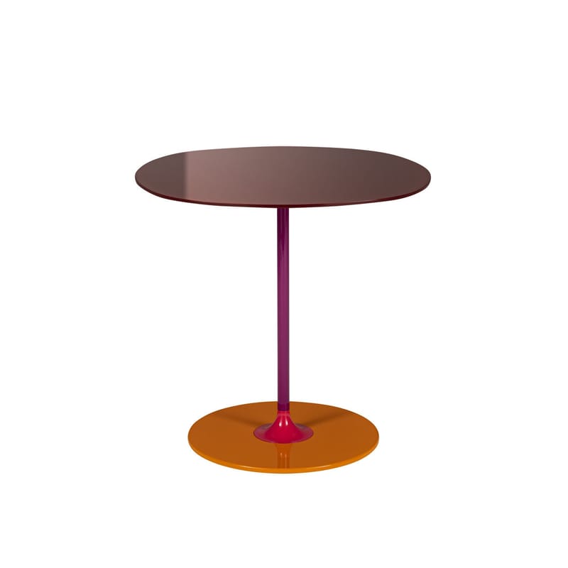 Mobilier - Tables basses - Table d\'appoint Thierry verre rouge / 45 x 45 x H 45 cm - Verre - Kartell - Bordeaux - Acier peint, Verre trempé