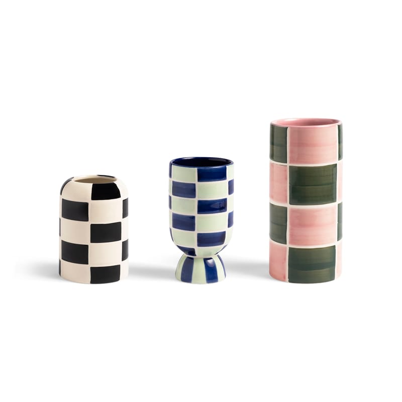 Décoration - Vases - Vase Carré céramique multicolore / Set de 3 - & klevering - Multicolore - Céramique