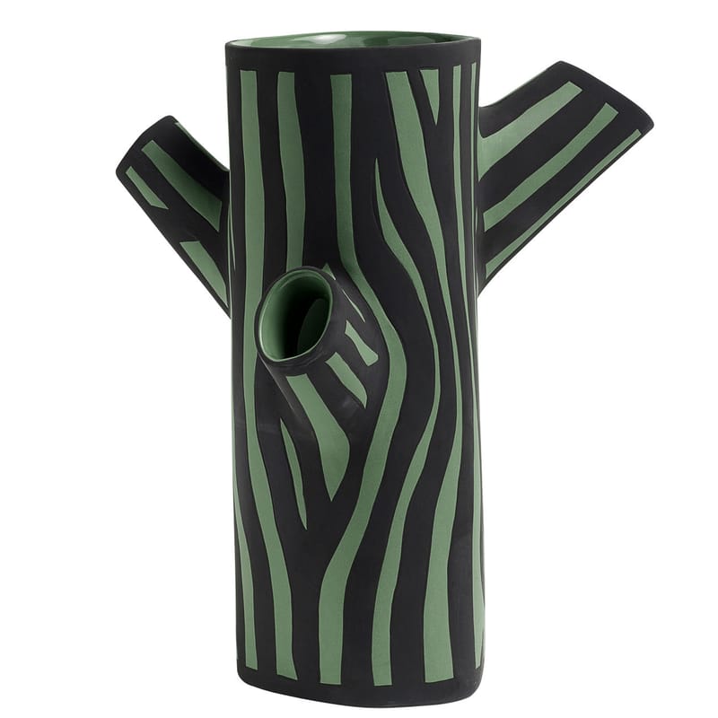 Décoration - Vases - Vase Tree Trunk Medium / H 30 cm - Peint à la main - Hay - Vert foncé - Grès