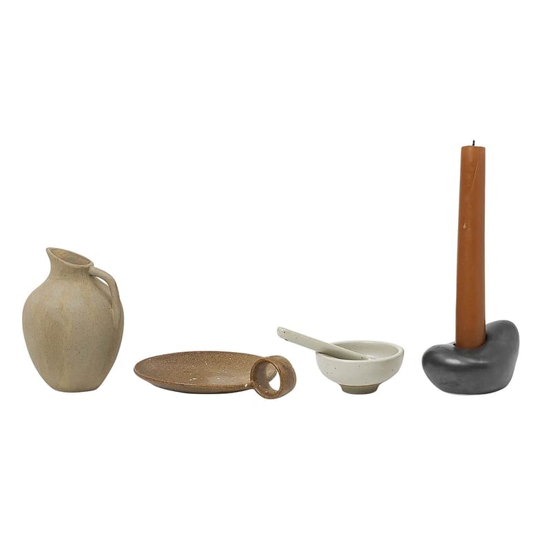 Dossiers - Les bonnes affaires DE - Coffret cadeau Ceramic céramique marron beige / Set 4 cadeaux de l\'Avent - Ferm Living - Naturel - Porcelaine émaillée