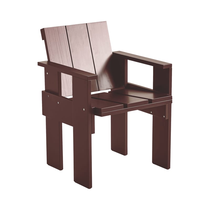 Mobilier - Chaises, fauteuils de salle à manger - Fauteuil de repas Crate Outdoor bois rouge / Gerrit Rietveld, 1934 - Hay - Rouge oxyde - Pin massif