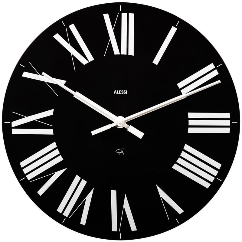 Décoration - Horloges  - Horloge murale Firenze plastique noir / Achille et Pier Giacomo Castiglioni, 1965 - Alessi - Noir / aiguilles blanches - ABS