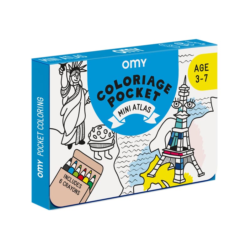 Décoration - Pour les enfants - Poster à colorier Coloriage Pocket - Mini Atlas papier blanc noir / 52 x 38 cm - OMY Design & Play - Mini atlas - Papier