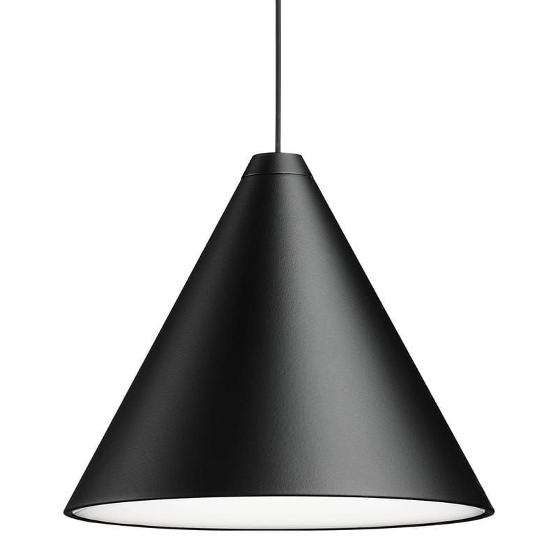 Illuminazione - Lampadari - Sospensione String Light Cone metallo nero LED / Cavo decorativo da 12 metri - Flos - Sospensione Cono / Nero - alluminio verniciato, policarbonato, Tessuto