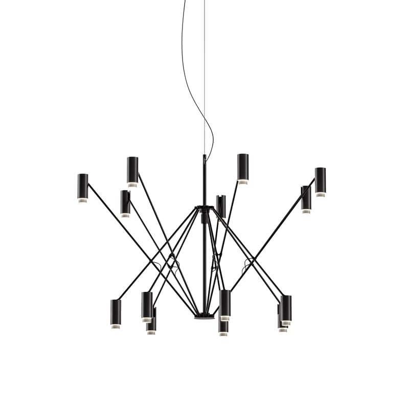 Luminaire - Suspensions - Suspension The W métal noir / Orientable - Ø 120 à 200 cm - Marset - Ivoire / Noir - Aluminium