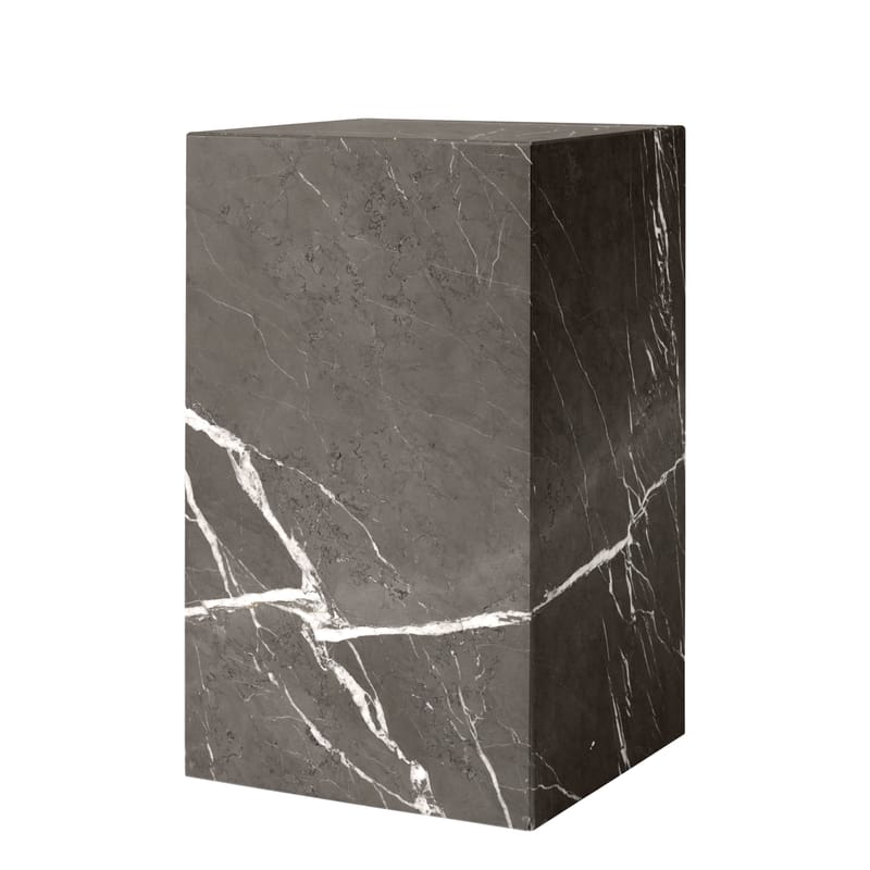 Mobilier - Tables basses - Table d\'appoint Plinth Tall pierre gris / Marbre - 30 x 30 x H 51 cm - Audo Copenhagen - Marbre Kendzo (gris) - Bois d\'acacia, Marbre