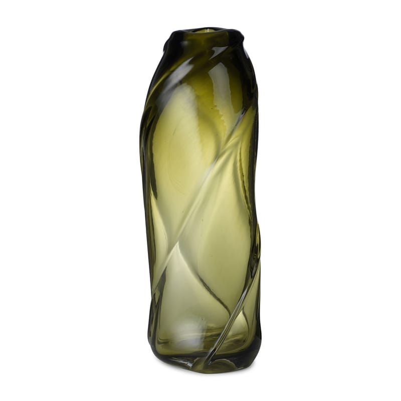 Décoration - Vases - Vase Water Swirl verre vert / H 47 cm - soufflé bouche - Ferm Living - Vert mousse - Verre soufflé bouche