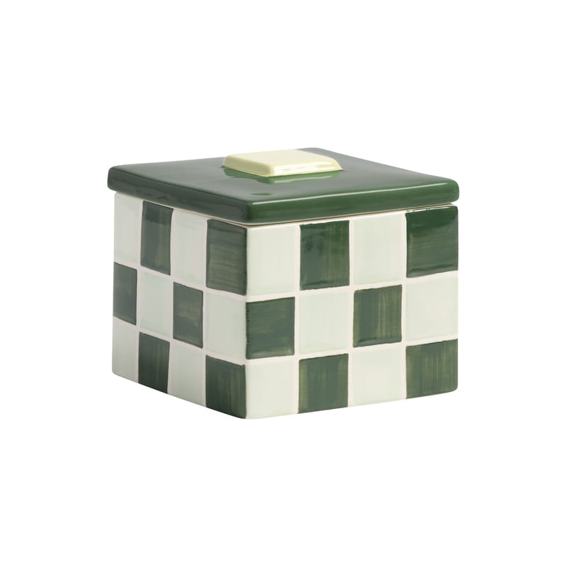 Pièces - Bureau - Boîte Carré Large céramique vert / 11,5 x 11,5 x H 10 cm - & klevering - 11,5 x 11,5 x H 10 cm / Vert - Grès