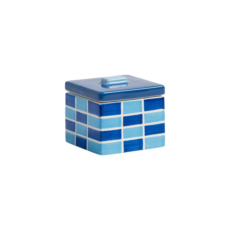 Pièces - Bureau - Boîte Carré Small céramique bleu / 8 x 8 x H 7 cm - & klevering - Bleu - Grès