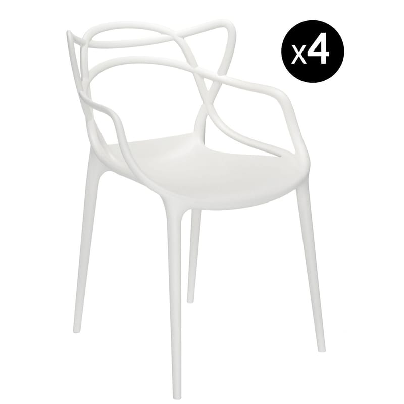 Mobilier - Chaises, fauteuils de salle à manger - Chaise empilable Masters plastique blanc / Lot de 4 - Philippe Starck, 2010 - Kartell - Blanc - Technopolymère thermoplastique recyclé