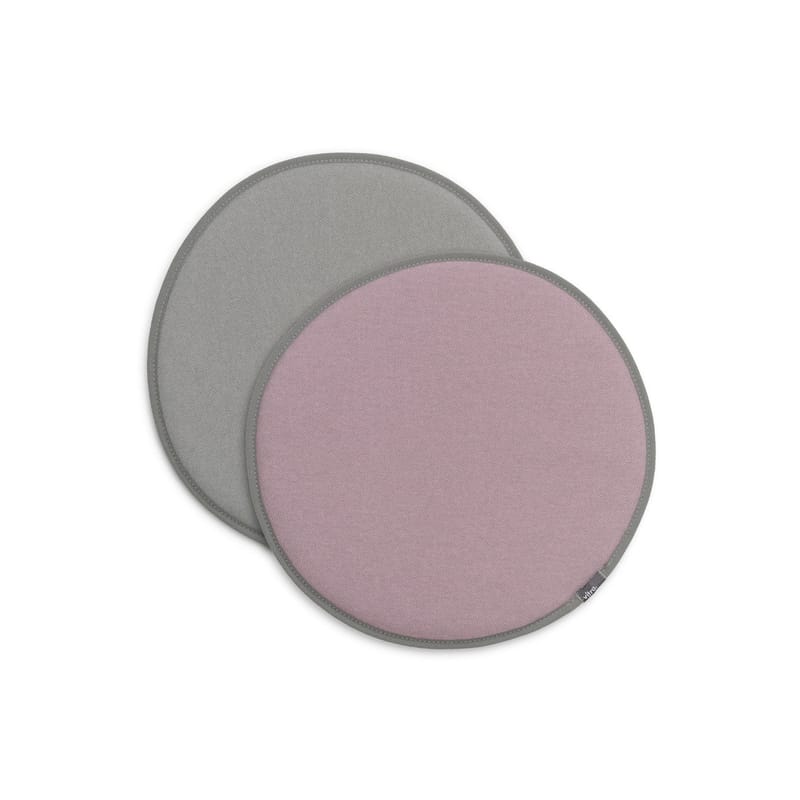 Décoration - Coussins - Coussin d\'assise Seat Dots tissu rose gris / Ø 38 cm - Réversible - Vitra - Gris / Rose - Mousse, Tissu