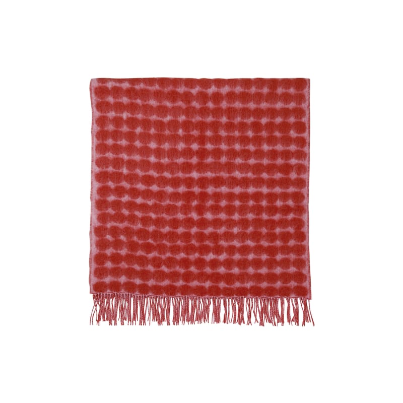 Decoration - Bedding & Bath Towels - Räsymatto Plaid textile pink red / 70 x 180 cm - Marimekko - Räsymatto / Pink & red - Mohair, Wool