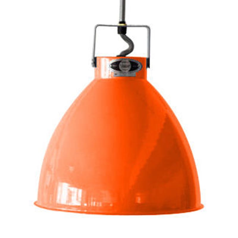Luminaire - Suspensions - Suspension Augustin métal orange Medium Ø 24 cm - Jieldé - Orange brillant / Intérieur argent - Métal laqué