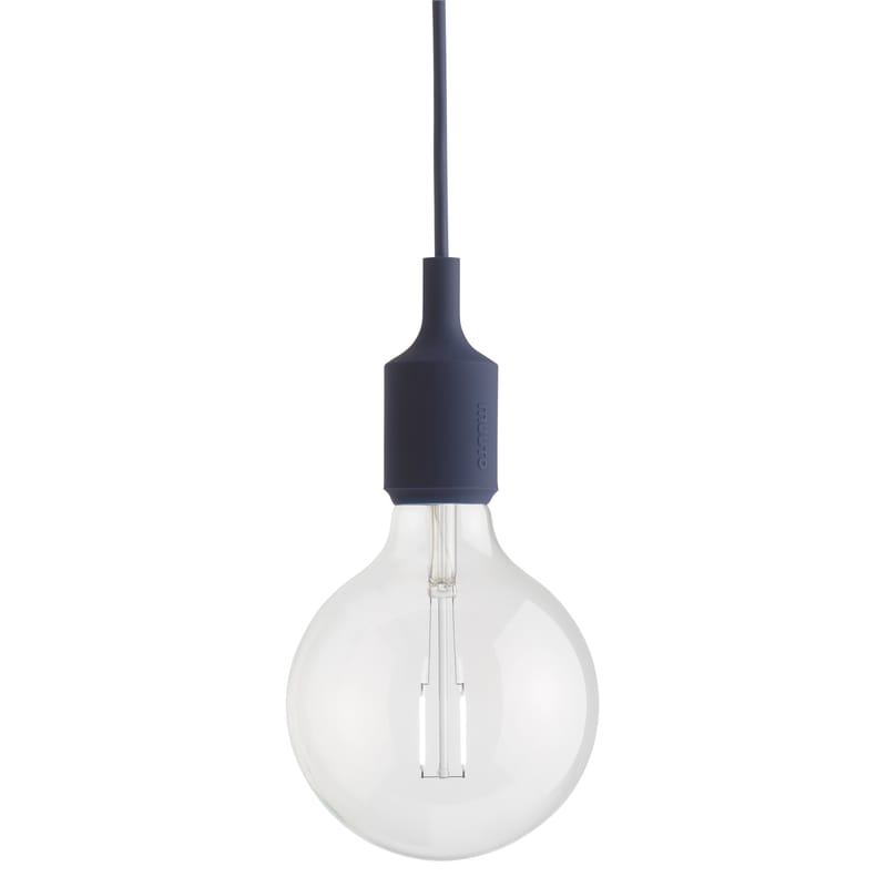 Luminaire - Suspensions - Suspension E27 plastique bleu / Silicone - Ampoule incluse - Muuto - Bleu nuit - Silicone