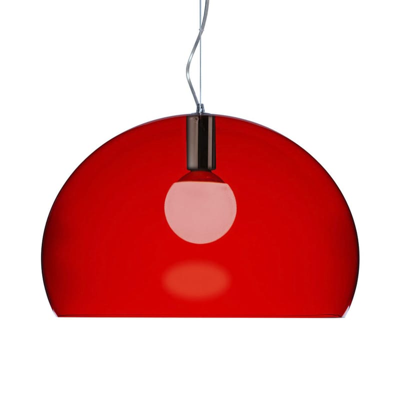Luminaire - Suspensions - Suspension FL/Y Small plastique rouge / Ø 38 cm - Kartell - Rouge - PMMA teinté dans la masse