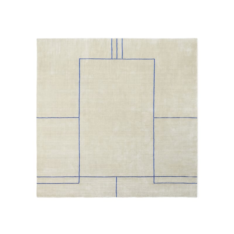 Dekoration - Teppiche - Teppich Cruise AP11 textil weiß beige / 240 x 240 cm - Handgewebt - &tradition - Wüstenbeige / Blaue Linien - Soie de bambou, Viskose, Wolle